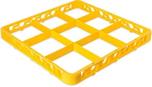 RE9C04 OptiClean 9 Compartment Glass Rack Extender, 5.81" Compartments, Yello...