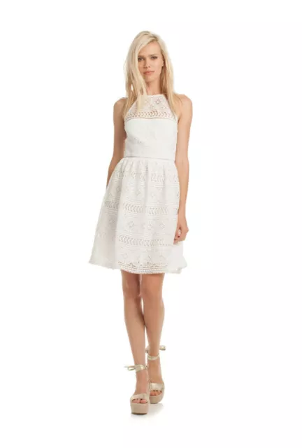 NEW! TRINA TURK Picnic Lace Eyelet Halter Dress, 6 8 - White Wash - $398 2