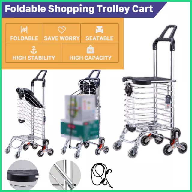 Foldable Portable Shopping Cart Trolley Basket Luggage Grocery HCA2103