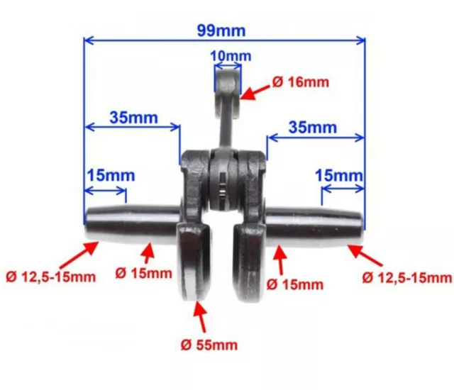 Pocket-Bike Kurbelwelle Pocket Dirt Mini Midi Quad ATV Bike 50 Crankshaft 2