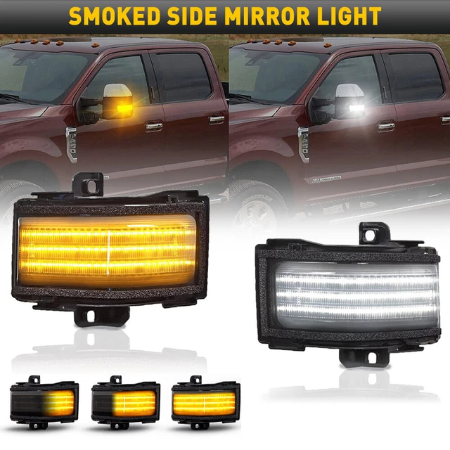 2* Switchback LED SMOKED Towing Mirror Light Sequential For 17-22 Ford Superduty