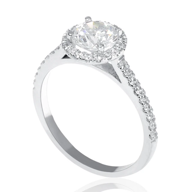 1.05 CT Amazing Round Cut Diamond Engagement Ring 14K White Gold H/SI2