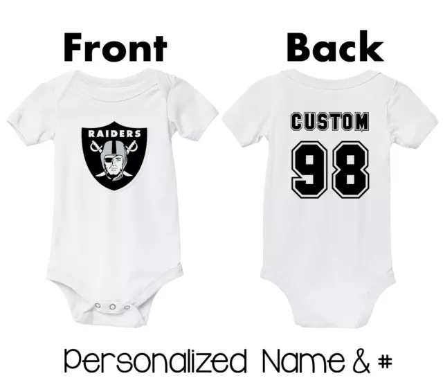 Personalized Las Vegas Raiders Newborn Baby Bodysuit Custom Name Jersey Boy Girl