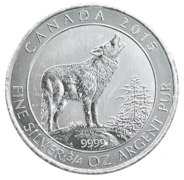 Better Date 2015 Canada 2 Dollars 3/4 Oz. Silver Grey Wolf World Coin *489