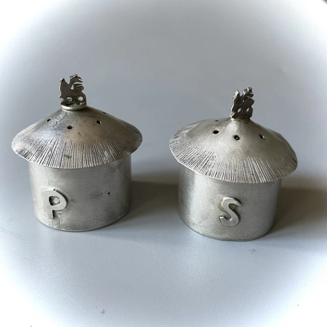 Poivrière Et Salière Métal Argenté Forme Chat - Ensemble Décoratif Neuf