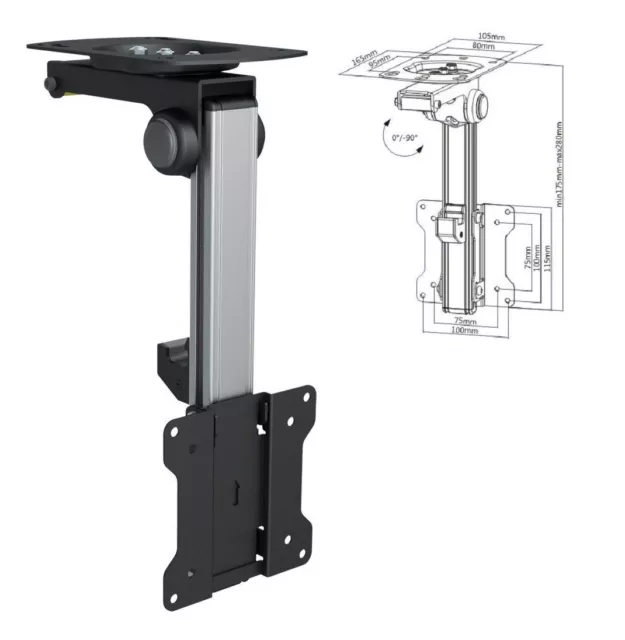 TV Tilt Swivel Flip Down Folding Ceiling Wall Mount Bracket 13 - 27" Loft Roof