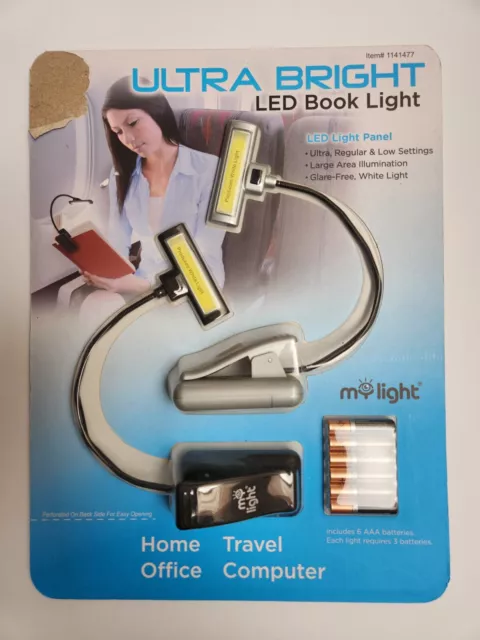 My Light Ultra Bright LED Book Reading Light 2 Pack Adjustable Flex Battery New