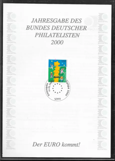 e776 BRD/ CEPT - Jahresgabe 2000 des BDPH Philex Nr. 22 mit Ersttagstempel