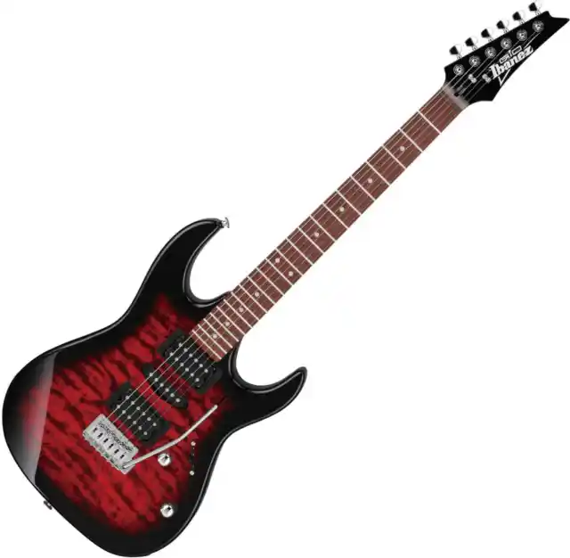 Ibanez GRX70QA-TRBE-Gitarre RG Gio Serie HSH Tremolo Transparent Red Burst rot