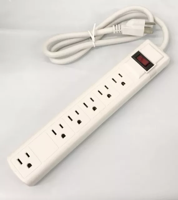 6FT 6 Outlet 1875W Surge Protector 90J Power Strip UL Listed 15A 60hz Wall  Plug