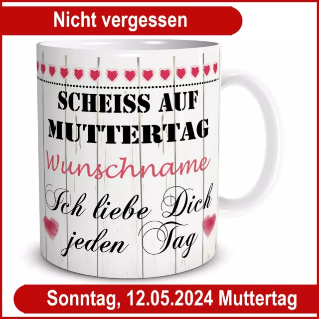 TRIOSK Tasse mit Namen Spruch Scheiß auf Muttertag personalisiert Mama Geschenk