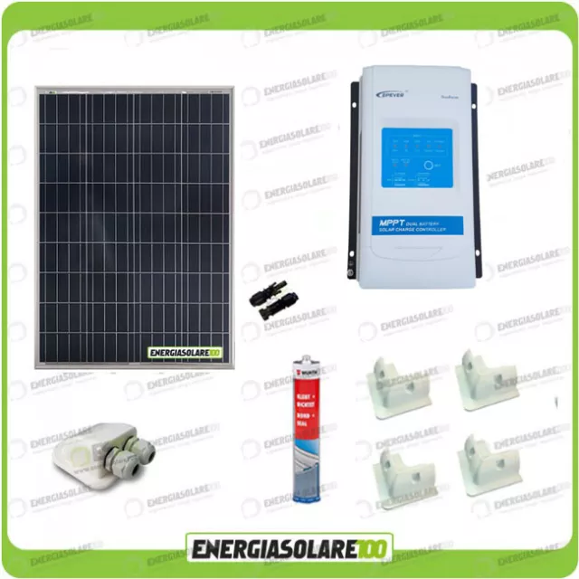 Kit Caravana panel solar 100W 12V poly regulador MPPT DuoRacer 10A