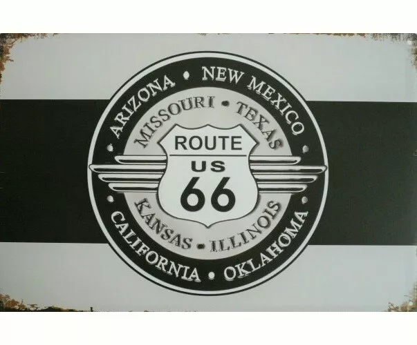 Plaque murale métal tableau Route 66 pub publicité Vintage rétro - 30 x 20 cm