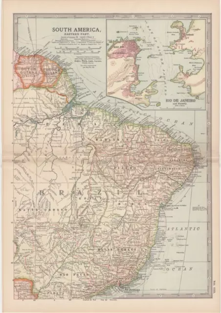 1902 map of South America Eastern part antique vintage Britannica 10th