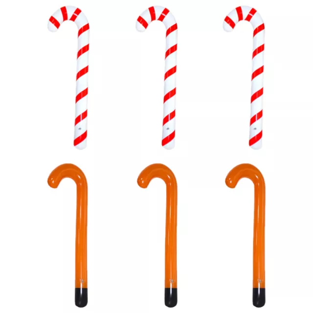 6 piezas de juguetes divertidos bastón inflable para caminar decoraciones de caña de caramelo Navidad