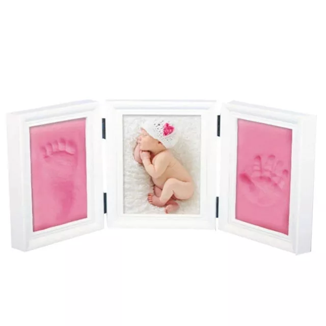 Baby Handprint & Footprint Kit Clay Hand Print Picture Frame for Newborn - Pink