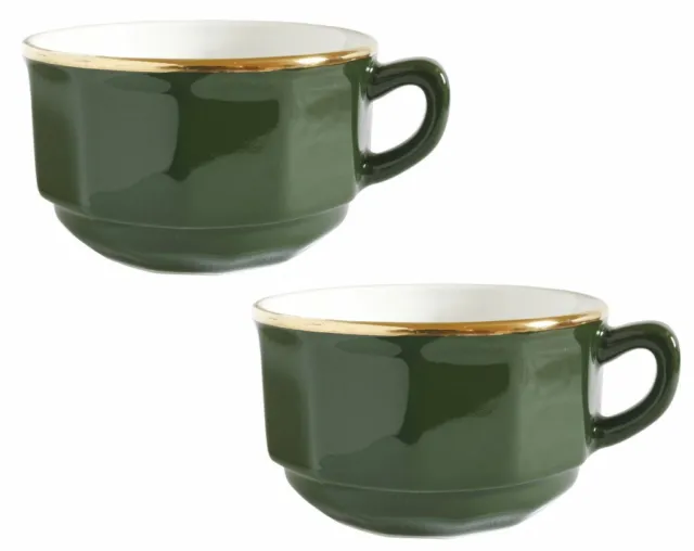 Apilco Green and Gold Tea Cups x 2