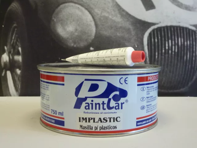 Peinture Auto/Moto: 1Kg Mastic spécial plastiques carrosserie + durcisseur