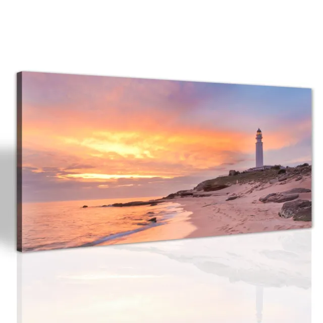 Leuchtturm Sonnenuntergang Strand Canvas Bild Leinwand Bilder Große 140x70