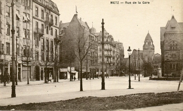 France Metz - Rue de la Gare old sepia postcard