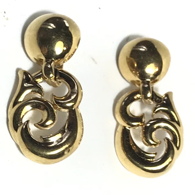 Boucles D'oreilles Vintage Nina Ricci - Dorées - Fermoir Clip - Haute Couture