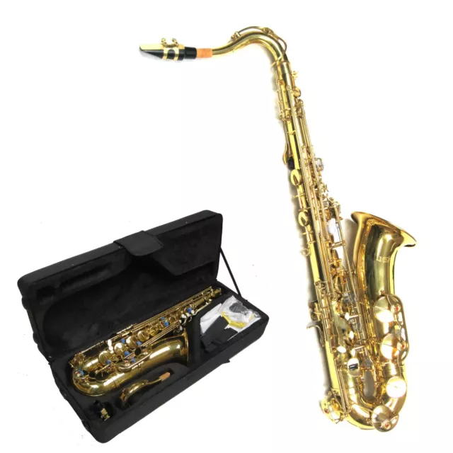 TENOR SAXOPHON MESSING - SAX SET (Koffer, Pflege, Mundstück) GOLD,PLÄTTCHEN - Bb