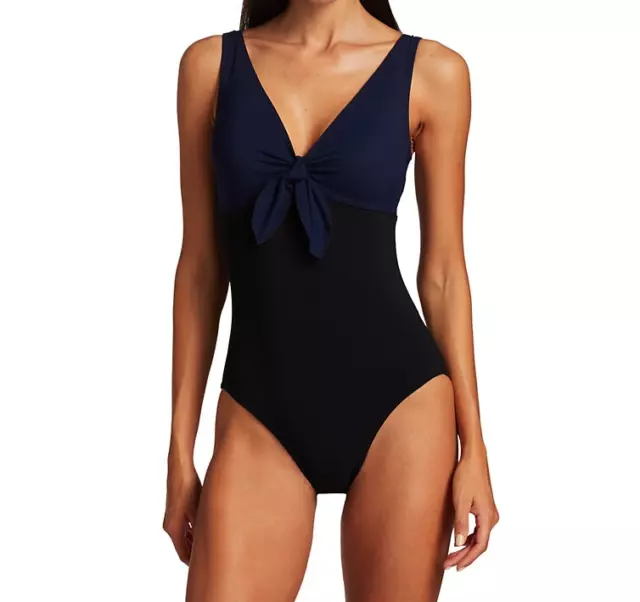 $345 Karla Colletto Alula Tie Front Underwire One Piece Swimsuit 6 yau2923r