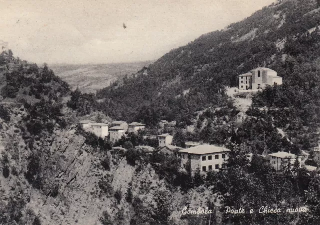 Cartolina *10 Gombola Modena Emilia Romagna Ponte E Chiesa Nuova Viaggiata 1956