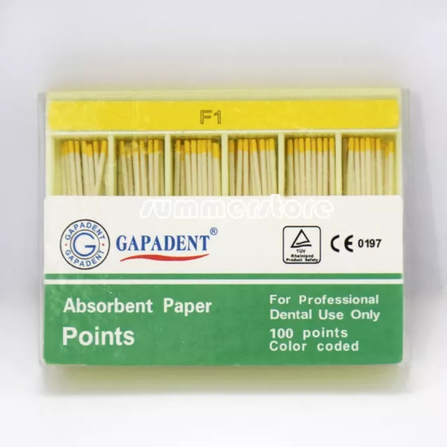 100 Points Dental Absorbent Paper Point Root Canal Obturating Point F1 Yellow