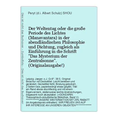 El Weltentag O La Große Período De Luz Shou , Peryt ( D. I. Albert Schu