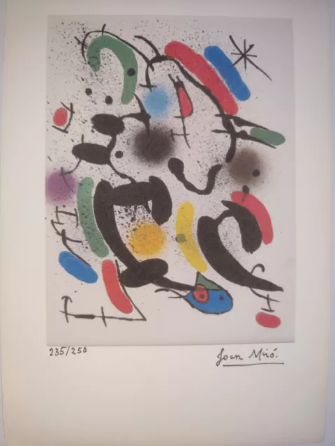 COA Joan Miro Original Vintage Print  Exibition Poster Signed  Litograph