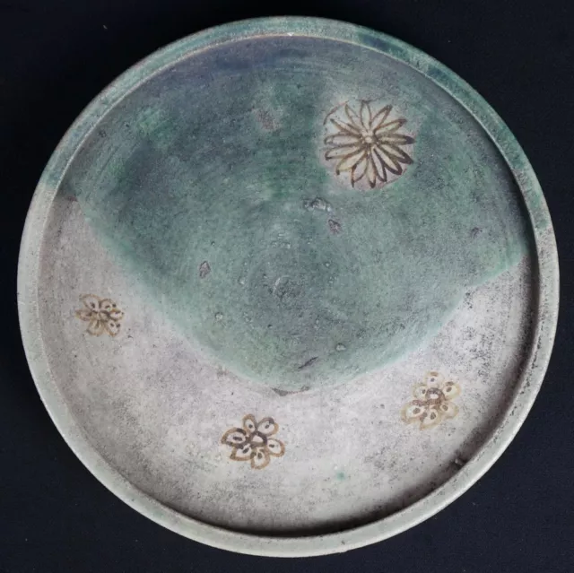 Japan Oribe ceramic lantern plate Andon-zara 1880s minimalist kiln art