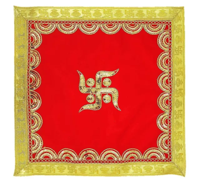 Tissu Puja en velours rouge pour temples et rituels Puja 17 X 17 pouces...