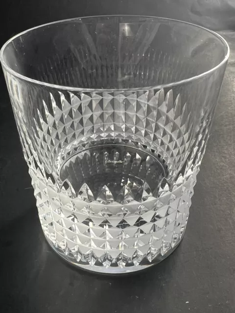 Christofle Facettes Crystal Lowball Old Fashion Whiskey Drinking Glass 3 3/4"