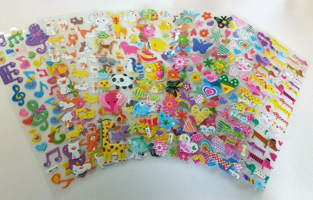 Various Designs Childrens Puffy 3D Stickers: Zoo Animals, Fish Craft Scrap Books