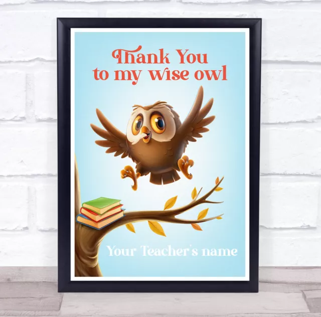 Thank You To My Wise Owl Tree Books Personalised Wall Art Print