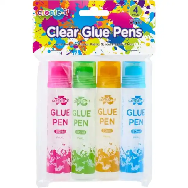Pack of 4 Glue Pens 50ml Birthday Party Art Craft School Scrapbooking Supplies