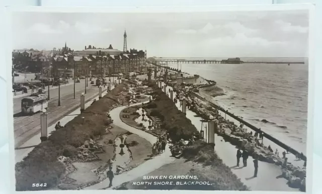 Vintage Rp Postcard Sunken Gardens North Shore Blackpool Lancashire Real Photo