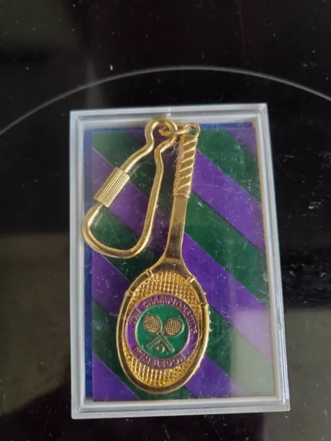 Wimbledon The Championships Tennis Racquet Vintage Key Ring Gold BNIB