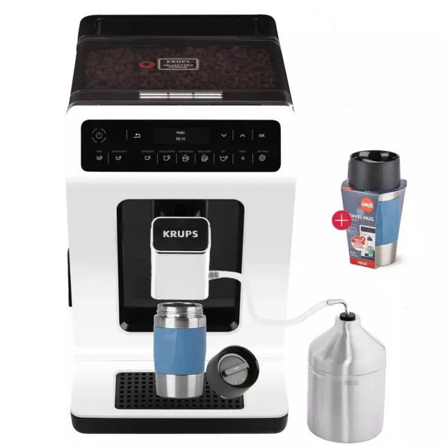 Krups Kaffeevollautomat EA8911 OLED 0,3L 2-Tassen-Funktion + Travel Mug Compact