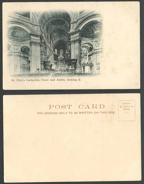 London Old UB Postcard St. Paul's Cathedral Interior Choir Aisles Looking E East