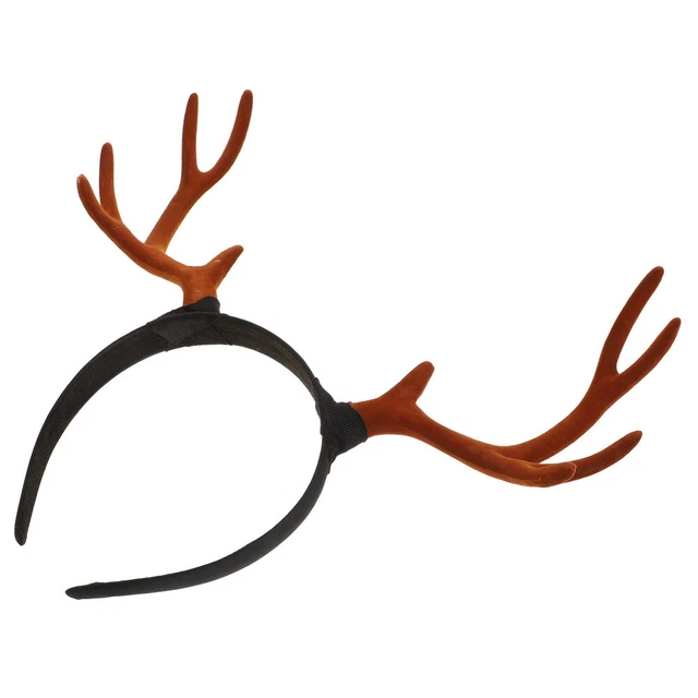 Diadema de plástico Big Antler corbatas para el cabello renos astas tela marrón