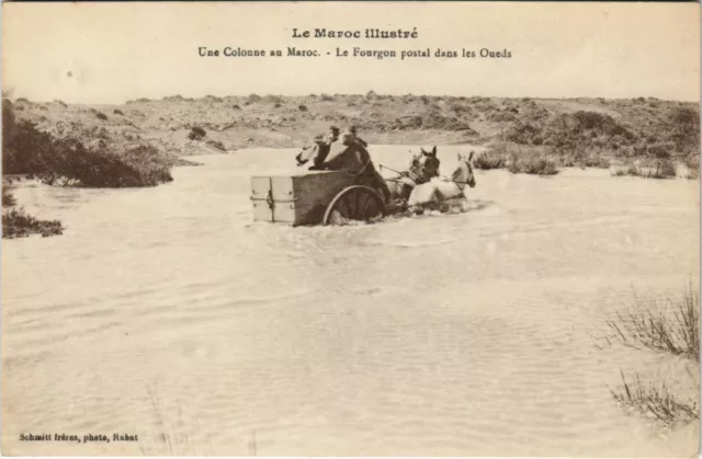 CPA AK Une Colonne Le Fourgon postal dan les Oueds MAROC (24169)