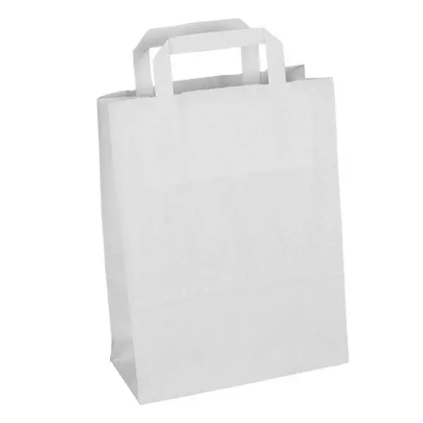 Paper Carrier Bags White Sos Kraft Takeaway Food Lunch Party With Handles 3 Size 2