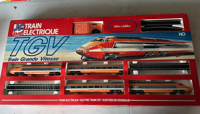 Coffret Train Jouef TGV Sud-Est N°16 – HO, 4 éléments + Rail + Transfo (fonctionne)
