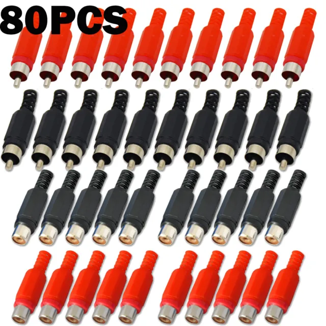 80x Solder RCA Plug Male+Female Audio Video Adapter Connector Professional