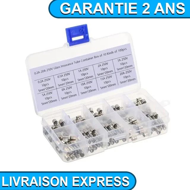 100 FUSIBLE VERRE 5x20mm RAPIDE 0.2A 0.5A 1A 2A 3A 5A 8A 10A 15A 20A (530)