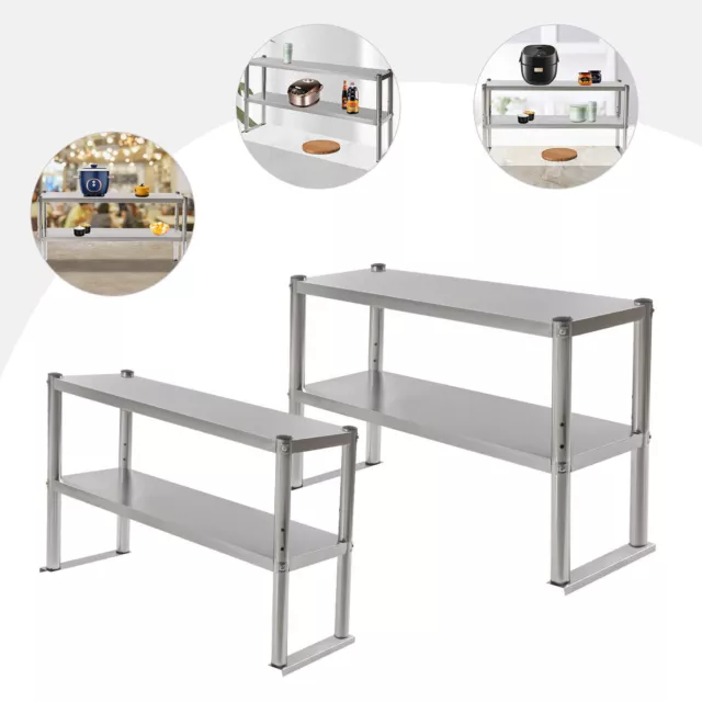 Commercial Wide Double Overshelf 12" x 36" / 48" For Prep Table Stainless Steel