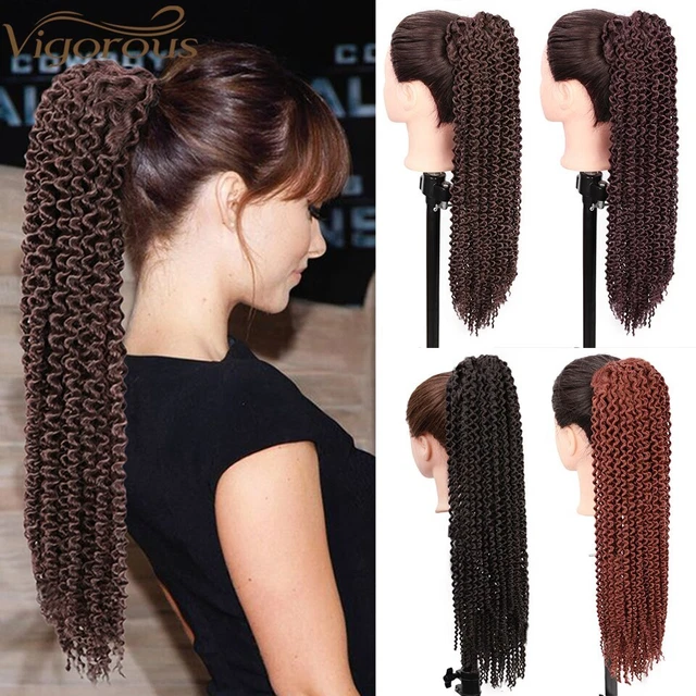 Clip estensione capelli ricci con cordino sintetico coda di cavallo puff kinky in estensione