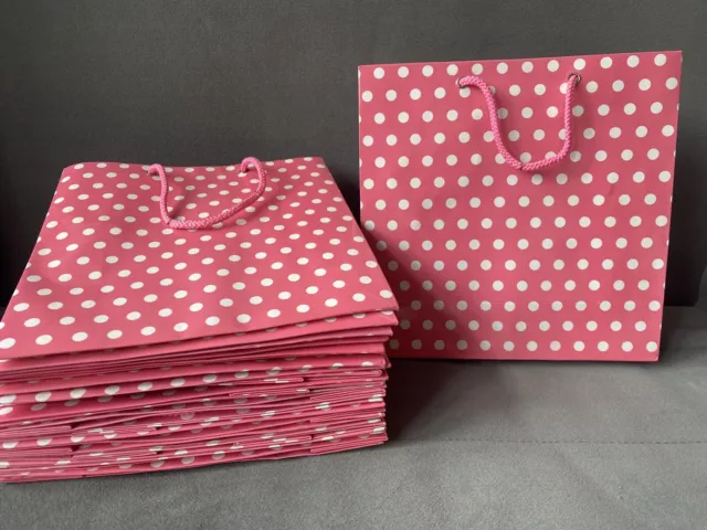 Pink Dots Gift Bag Birthday Wedding Present Bag for Her  x 20